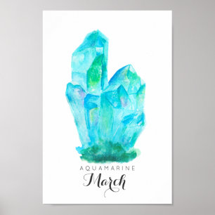 Poster Mars Pierre de naissance - Aquarelle Aquamarine