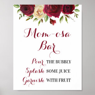 Poster Marsala Bourgogne Momosa Bar Baby shower Sprinking