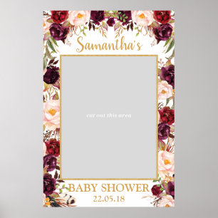 Poster Marsala burgundy brush baby shower photo prop