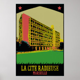 Poster Marseille Cité Radieuse illustration France