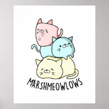 Marsh-meow low Funny Cat Marshmallow PUn
