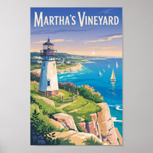 Poster Martha’s Vineyard Massachusetts Lighthouse Travel
