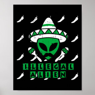 Poster Martian Alien illégal Zone mexicaine-51 Hallowee a