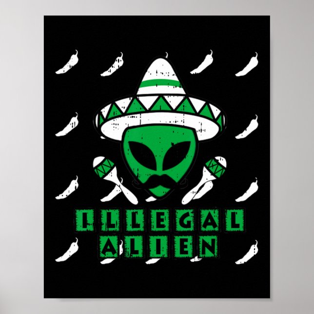 Poster Martian Alien illégal Zone mexicaine-51 Hallowee a (Devant)
