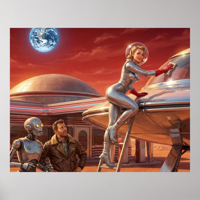 Poster Martian Pit Stop – 1950s Future (Devant)