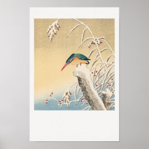 Poster Martin-pêcheur dans la neige