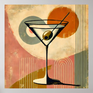 Poster Martini d'art moderne du milieu du siècle