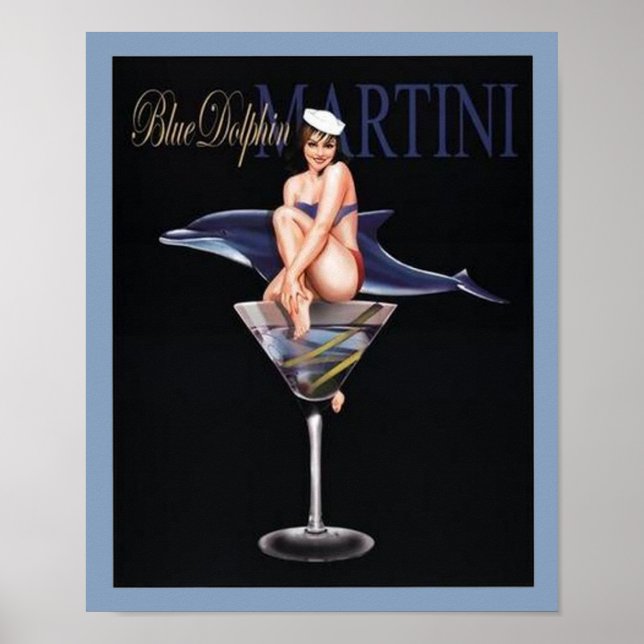 Poster Martini dauphin bleu (Devant)