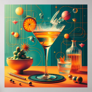 Poster Martini de tempête cosmique futuriste atomique