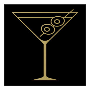 Poster Martini olive Gold Mid Century Modern 2