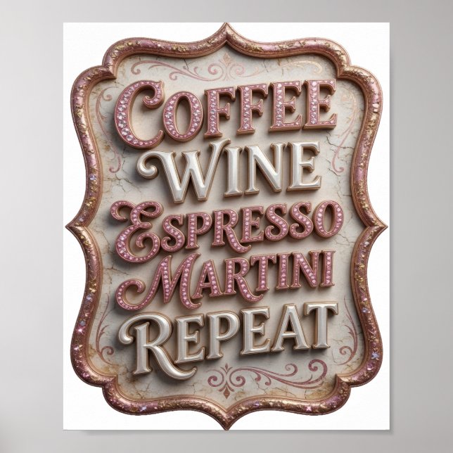 POSTER MARTINI RÉPÉTER CAFÉ VIN ARGENTÉ ESPRESSO (Devant)