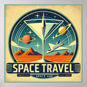 Poster Martini Space Travel 1957 New Worlds Logo