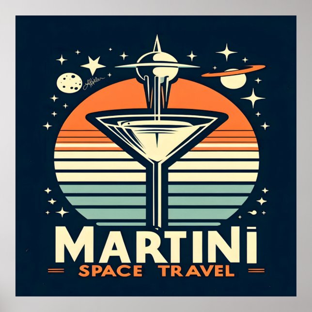 Poster Martini Space Travel Lift Off Logo (Devant)