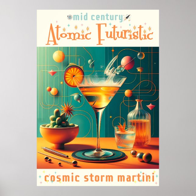 Poster Martini tempête cosmique futuriste atomique (Devant)