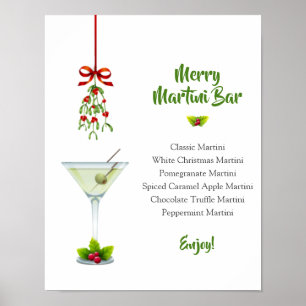 Poster Martinis et Gui Bar de Noël