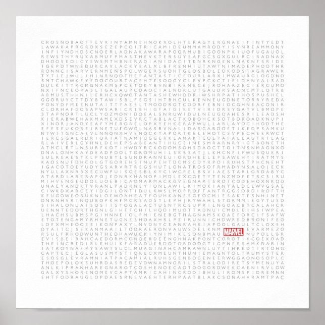 Poster Marvel géant Thème Wordsearch (Devant)