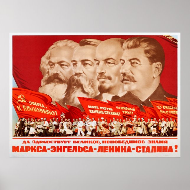 Poster Marx, Engels, Lénine et Staline, 1953 Propagande (Devant)
