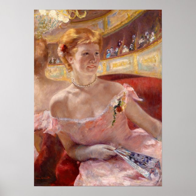 Poster Mary Cassatt - Femme avec collier de perle dans un (Devant)