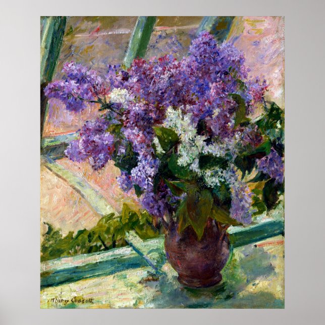 Poster Mary Cassatt Lilacs dans une fenêtre (Devant)