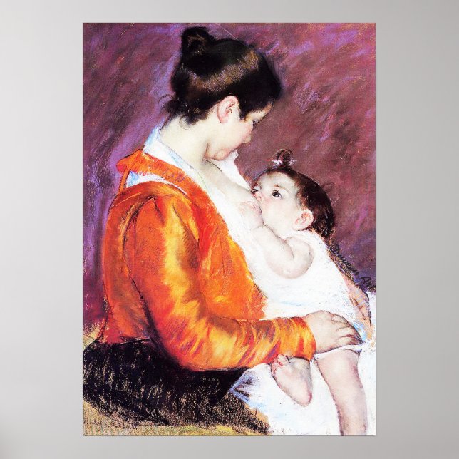 Poster Mary Cassatt - Louise Nourrir son enfant (Devant)