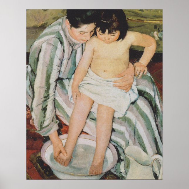 Poster Mary Cassatt Peinture sur le bain de l'enfant (Devant)