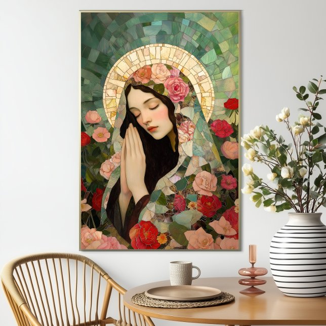 Poster Mary Magdalene Floral Roses Mosaic Art (Créateur téléchargé)