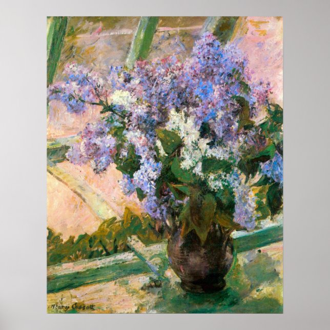 Poster Mary Stevenson Cassatt - Fleurs dans la fenêtre (Devant)