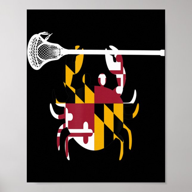 Poster Maryland Crabe Lacrosse Garçons Stick LAX Soeur Br (Devant)