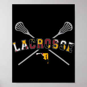 Poster Maryland Flag Lacrosse Boys  Mens College LAX Stic