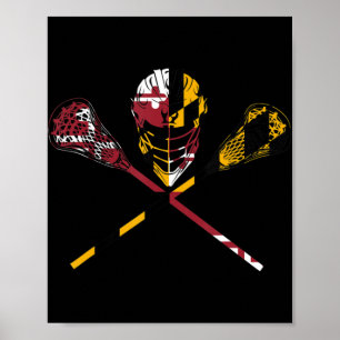 Poster Maryland Flag Lacrosse Boys Men's Women's College 
