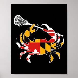 Poster Maryland State Drapeau Crabe Crosse Complète Bâton