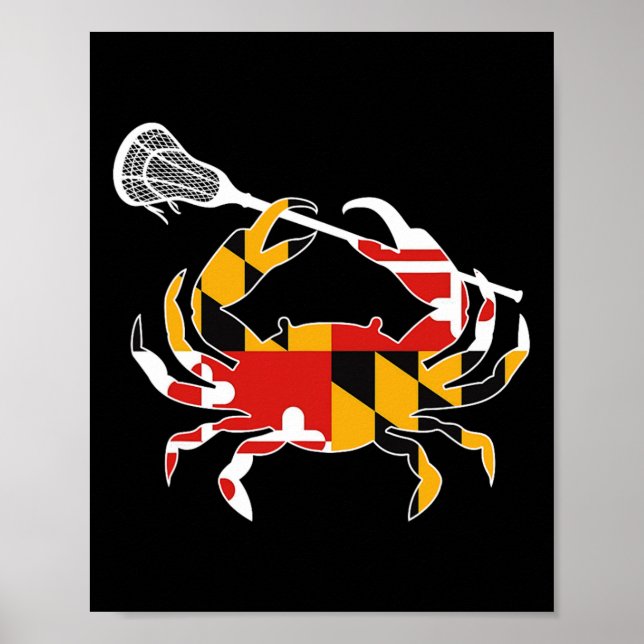 Poster Maryland State Drapeau Crabe Crosse Complète Bâton (Devant)