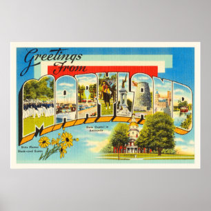 Poster Maryland State MD Vieux Vintage voyage Carte posta