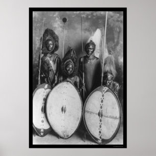 Poster Masai Warriors Kenya, Afrique 1920