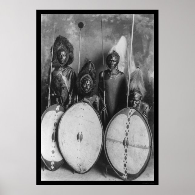 Poster Masai Warriors Kenya, Afrique 1920 (Devant)