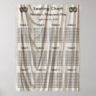 Poster Mascarade au Charbon de Bois Blanc Damassé 12 Tabl