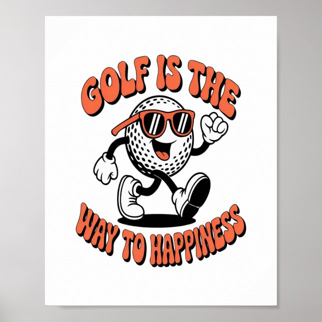 Poster Mascotte de balle de golf joyeuse (Devant)