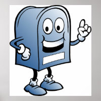 Mascotte de boîte aux lettres joyeux bleu caractèr