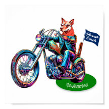 Mascotte EcoMarlee équitation moto avec drapeau