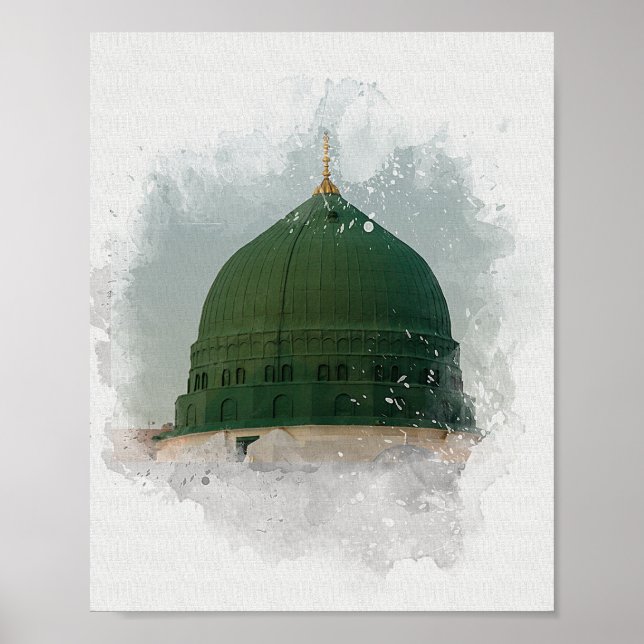 Poster Masjid An-Nabawi aquarelle illustration P islamiqu (Devant)