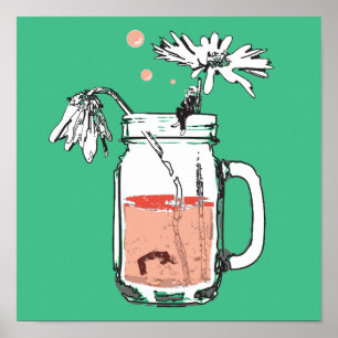 Poster mason jar daisy noyades