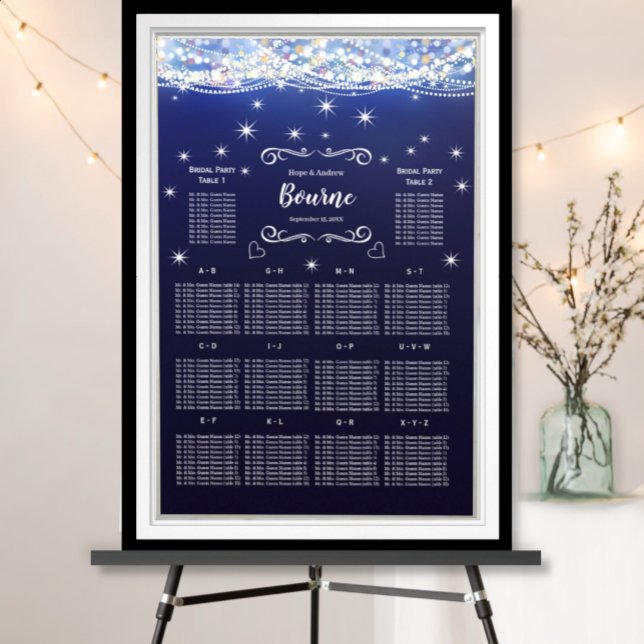 Poster Mason Jar Under the Stars Mariage Seating Chart (To see frame pricing, please enter your frame and mat options.)