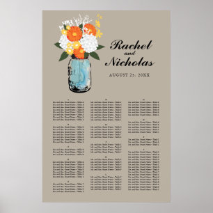 Poster Mason Jar White Daisies 24 x 36 Seating Chart