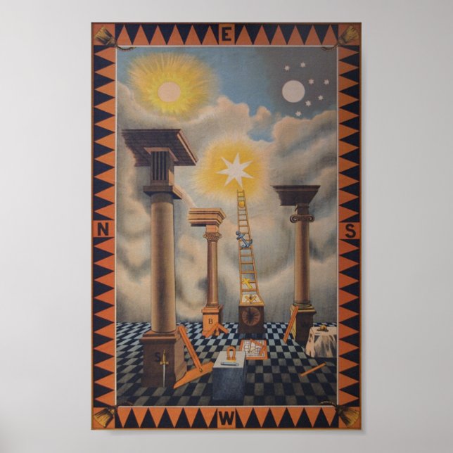 Poster Masonic Tracing Board - Apprentice Entré (Devant)