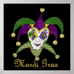 Poster Masque coloré Mardi Gras Jesters