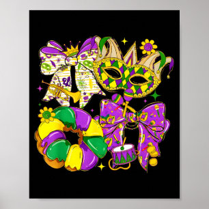 Poster Masque de bouffon Mardi Gras chic avec arc King Ca
