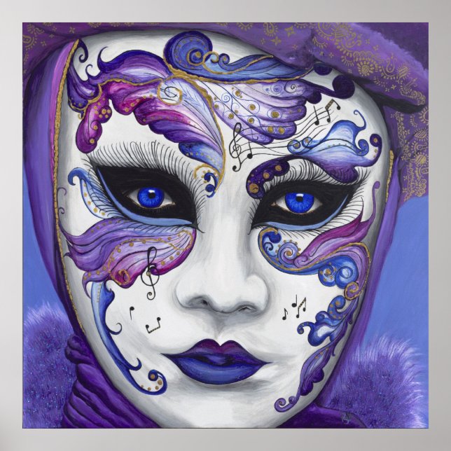 Poster Masque de carnaval pourpre (Devant)