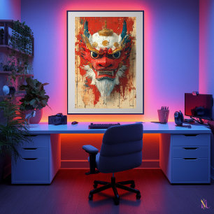 Poster Masque de dragon gardien – Rituel tibétain et chin