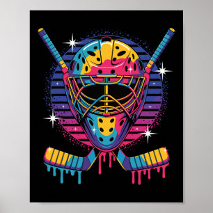 Poster Masque de gardien de hockey dégoulinant de peintur
