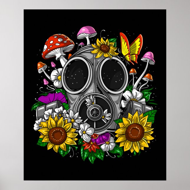 Poster Masque de gaz de fleurs (Devant)